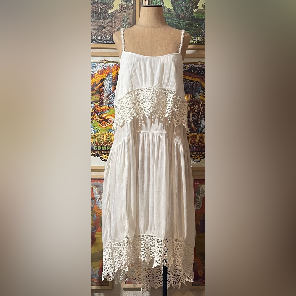 Free People white tiered slip dress size medium